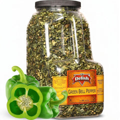 Dehydrated Green Bell Peppers – 3 LBS (48 Oz) Restaurant Gallon Jug with Handle