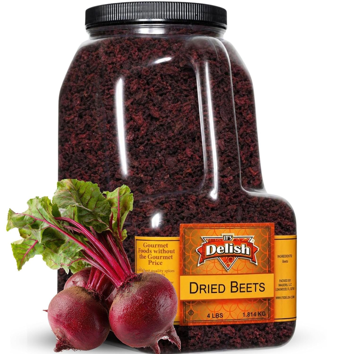 Dehydrated Beet Dices by It's Delish – 4 LBS Restaurant Gallon Jug with Handle | Premium Dried Diced Red Beets for Borscht, Salads, Hummus, Smoothies & Long Term Food Storage – Kosher