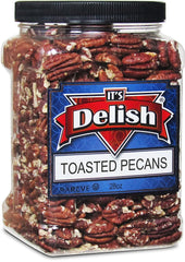 Toasted Unsalted Pecans, 28 Oz Jumbo Reusable Container (Jar)