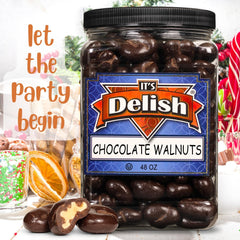 Dark Chocolate Covered Walnuts , 48 OZ Jumbo Container