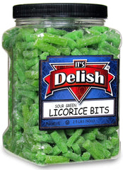 Sour Apple Green Licorice Bits  2.5 LBS (40 Oz) Jumbo Container Jar