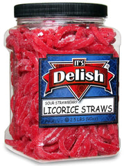 Sour Strawberry Licorice Straws  2.5 LBS (40 Oz) Jumbo Jar