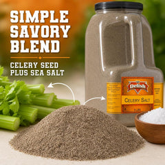 Celery Salt by It's Delish – 6 LBS Bulk Restaurant Gallon Jug with Handle | Premium Celery Seed & Sea Salt Blend for Bloody Mary, Hot Dogs, Coleslaw, Deviled Eggs & Old Bay Cooking – Kosher