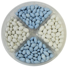 It's A Boy! Jordan Almond Gift Tray (Pastel Blue & White, Large 4 Section)