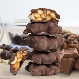 Chocolate Caramel Rice Crispies Clusters Red Gift Box - by It's Delish | 12 OZ Premium Dark Chocolate Covered Crips Rice Nuts with Carmel Cluster without Nuts | Christmas Gifts Box of Chocolates Candy Turtles – Vegan, Kosher