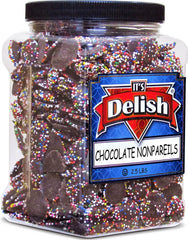 Rainbow Nonpareils Dark Chocolate Discs   2.5 Lbs Jumbo jar