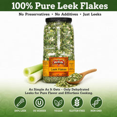 Dehydrated Leek Flakes by It's Delish – 3 LBS Restaurant Gallon Jug with Handle | Premium Dried Leeks for French Onion Soup, Quiche, Potato Soup, Stocks & Stir-Fry – All Natural, Kosher