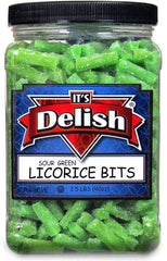 Sour Apple Green Licorice Bits  2.5 LBS (40 Oz) Jumbo Container Jar