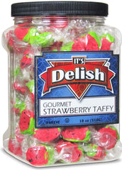 Red Strawberry Flavored Taffy Chews   – 18 Oz Jumbo  Jar