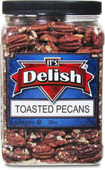 Toasted Unsalted Pecans, 28 Oz Jumbo Reusable Container (Jar)