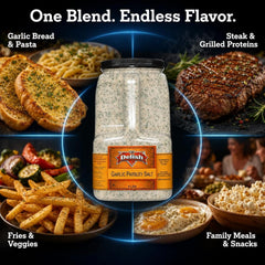 Garlic Parsley Salt by It's Delish – 6 LBS Bulk Restaurant Gallon Jug with Handle | Premium Salt, Garlic & Parsley Blend for Garlic Bread, Steak, Fries, Pasta & Italian Cooking – Kosher