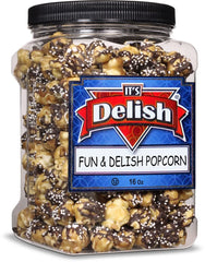 Fun & Delish Caramel Chocolate Popcorn 16 Oz Jumbo Container