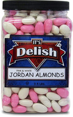 Pink and White Jordan Almonds Mix , 3.5 lbs Jumbo Container