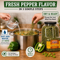 Dehydrated Green Bell Peppers – 3 LBS (48 Oz) Restaurant Gallon Jug with Handle