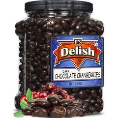 Dark Chocolate Covered Cranberries, 3 LBS Jumbo Container