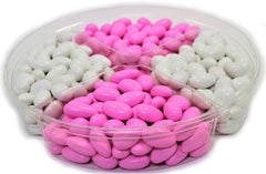 It's A Girl! Jordan Almond Gift Tray (Pastel Pink & White, Large 4 Section)