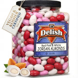 Red Pink & White Jordan Almonds Mix | 3.5 LBS Jumbo Container