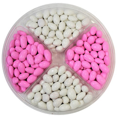 It's A Girl! Jordan Almond Gift Tray (Pastel Pink & White, Large 4 Section) - Its Delish
