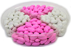 It's A Girl! Jordan Almond Gift Tray (Pastel Pink & White, Large 4 Section) - Its Delish
