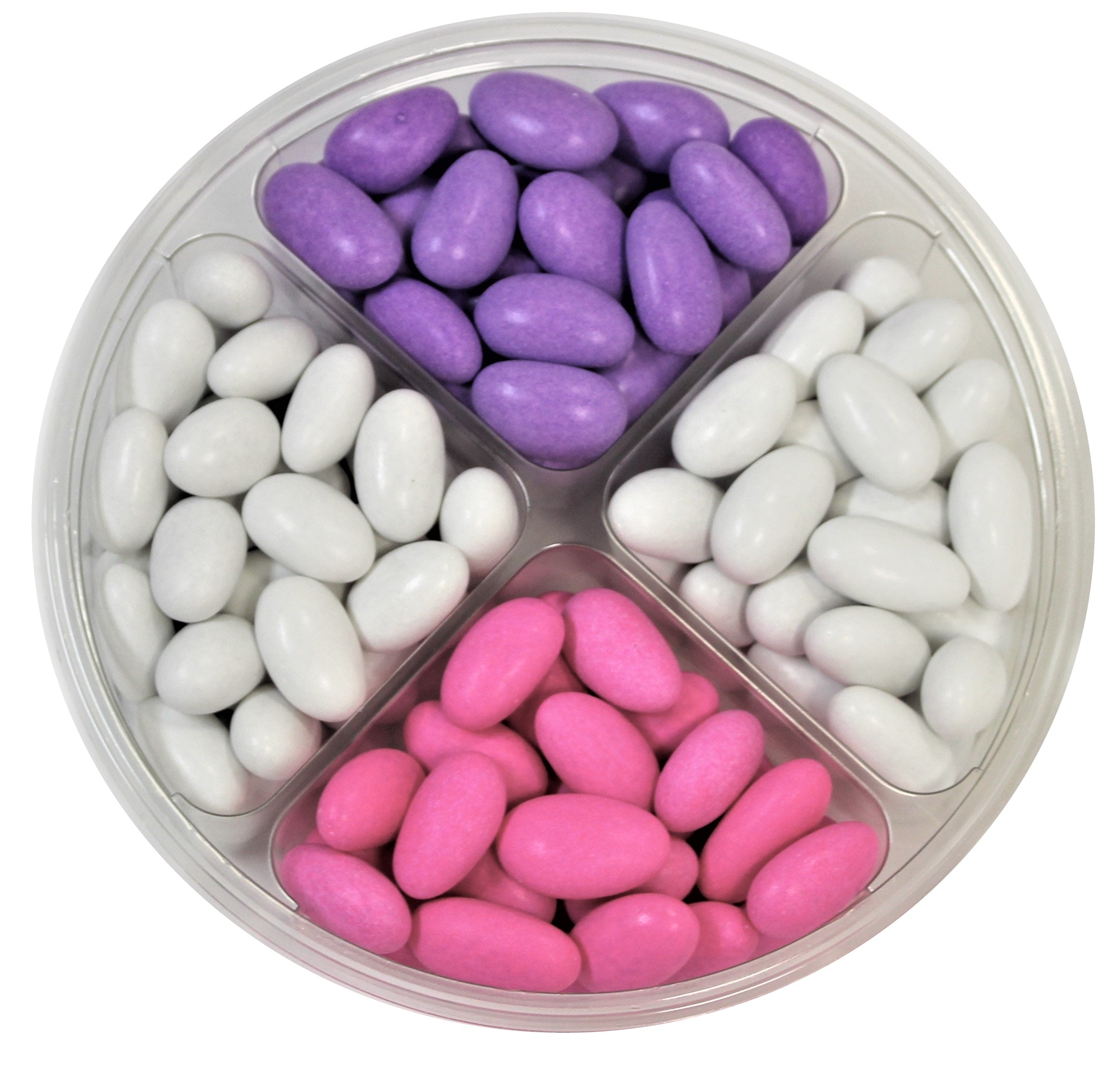 It's A Girl! Jordan Almond Gift Tray (Pastel Pink, White and Lavender, 4 Section) - Its Delish