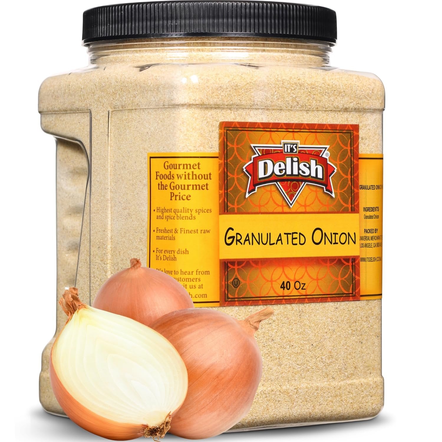 Gourmet Toasted Dried Minced Onion by Its Delish, 2.1 lbs 34 oz Jumbo Container Jar All Natural Dry Roasted Chopped Onion, No Preservatives, No