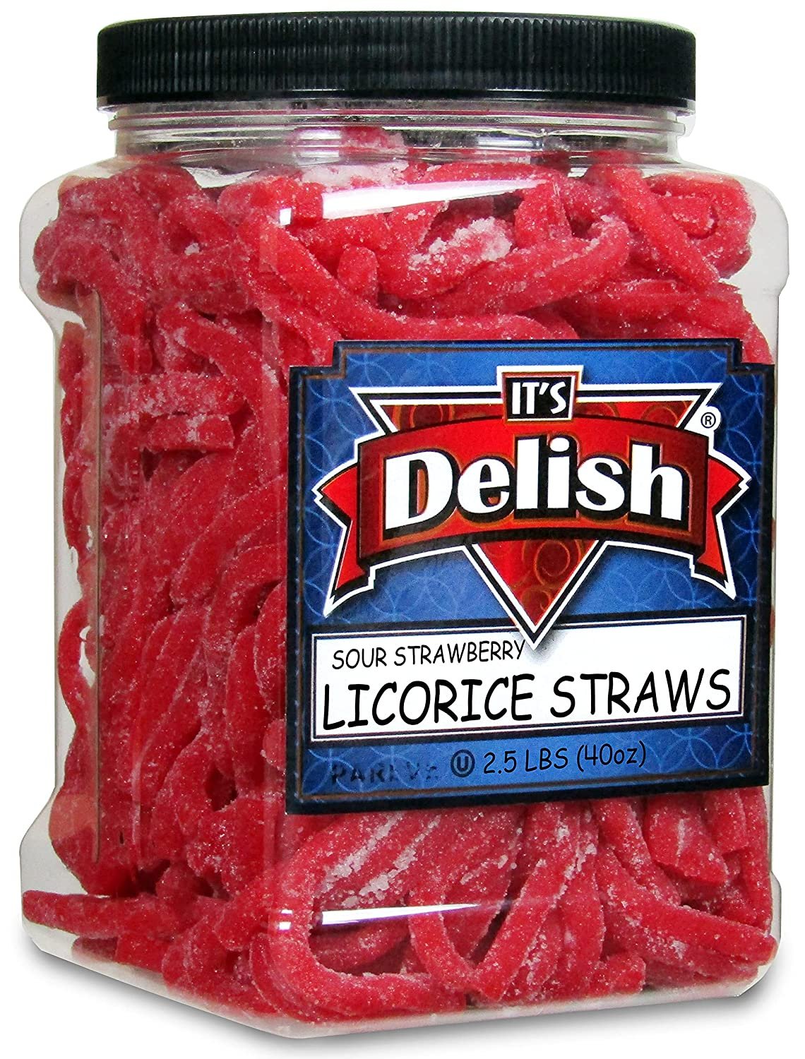 Sour Strawberry Licorice Straws  2.5 LBS (40 Oz) Jumbo Jar