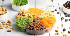 Gourmet Salted Nuts & Dried Fruit Assortment Gift Tray 6-Pt- Gift Box for Christmas, New Year Events