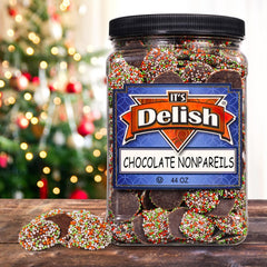 Christmas Dark Chocolate Nonpareils Candy  48 Oz  Container