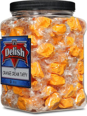 Halloween Orange Cream Taffy Chews  18 OZ  Jumbo Container Jar