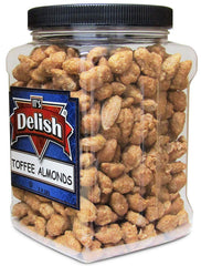 Toffee Coated Almonds - 2.4 LB Jumbo Reusable Container Jar