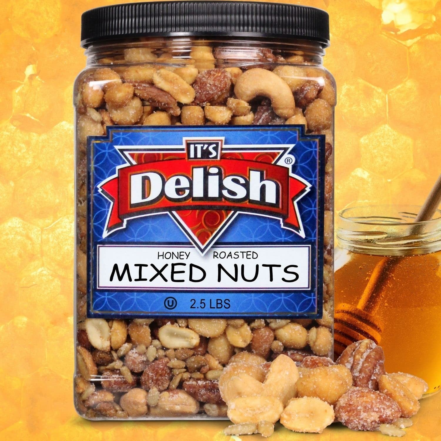 Honey Roasted Mixed Nuts, 2.5 LBS Reusable Jumbo Container – Its Delish