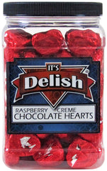 Raspberry Crème Chocolates Hearts in Red Foil 2.5 LBS Jumbo  Jar
