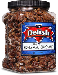 BBQ Honey Roasted Pecans, 1.15 LBS Reusable Jumbo Container|
