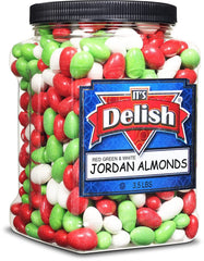 White, Red & Green Jordan Almonds, 3.5 lbs. Jumbo  Jar