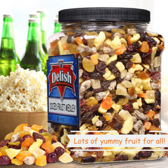 Dried Mixed Fruit Dices Medley - by Its Delish, 40 OZ Jumbo Container | Healthy Snacks for Adults, Kids & Pets | Fresh Cut Snack Mix Dry Fruit and Berries Trail Mix | Nut & Gluten Free, Vegan, Kosher