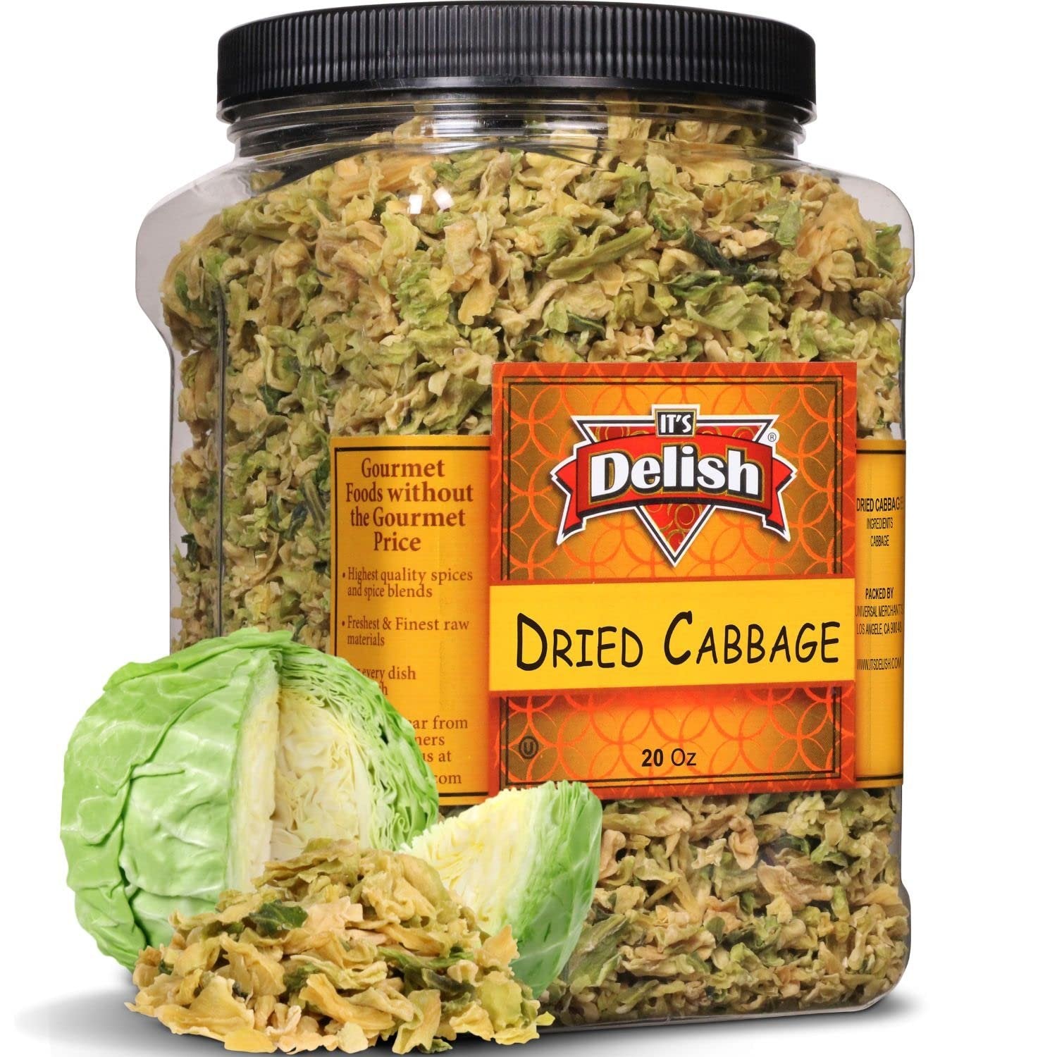 Dried Cabbage Flakes, 20 OZ Jumbo Container