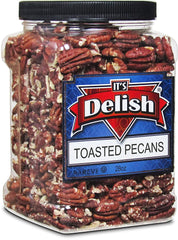 Toasted Unsalted Pecans, 28 Oz Jumbo Reusable Container (Jar)