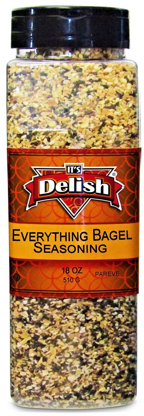 Everything Bagel Seasoning Blend with No Salt by It's Delish, 9 oz Medium Jar – Premium All Natural Bagel Spice Seasoning Mix Without Salt for