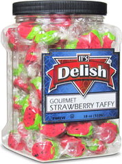 Red Strawberry Flavored Taffy Chews   – 18 Oz Jumbo  Jar