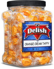 Halloween Orange Cream Taffy Chews  18 OZ  Jumbo Container Jar