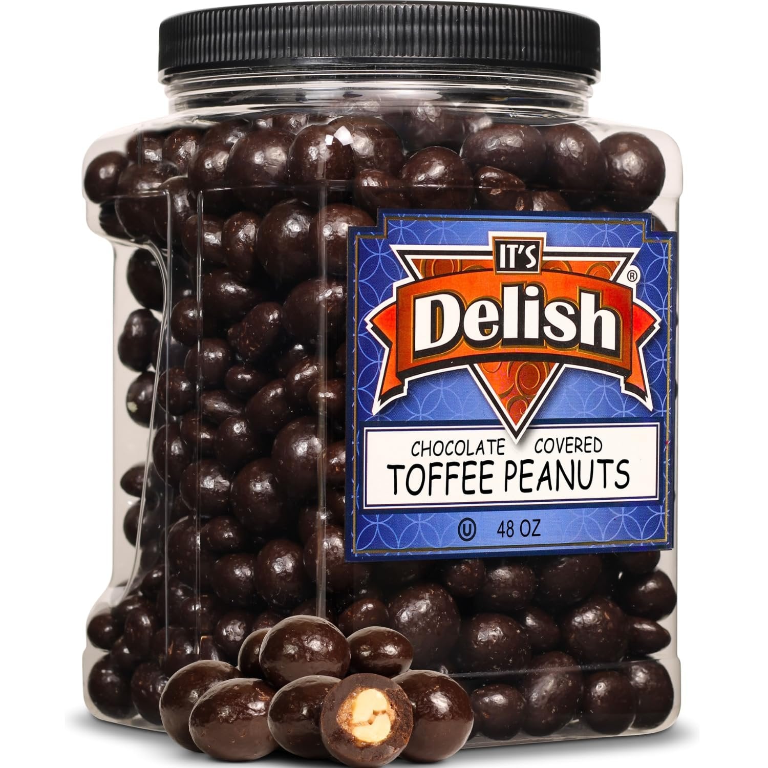 Chocolate Covered Toffee Coated Peanuts  48 OZ Jumbo Container