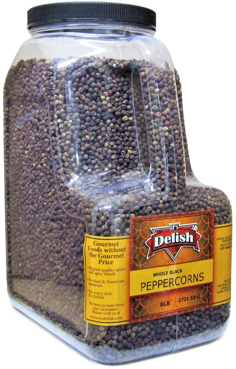 Gourmet Ground Black Pepper by It’s Delish, 5 lb Restaurant Gallon Size Container Jug with Handle