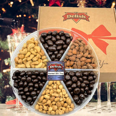 Gourmet Nut & Chocolate Variety 6-Section Gift Tray
