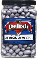 Silver Jordan Almonds, 3.75 lbs (60 Oz) Jumbo Container