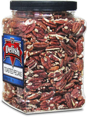 Toasted Unsalted Pecans, 28 Oz Jumbo Reusable Container (Jar)
