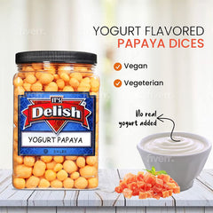 Yogurt Covered Dried Papaya Dices, 3 LBS Jumbo Container