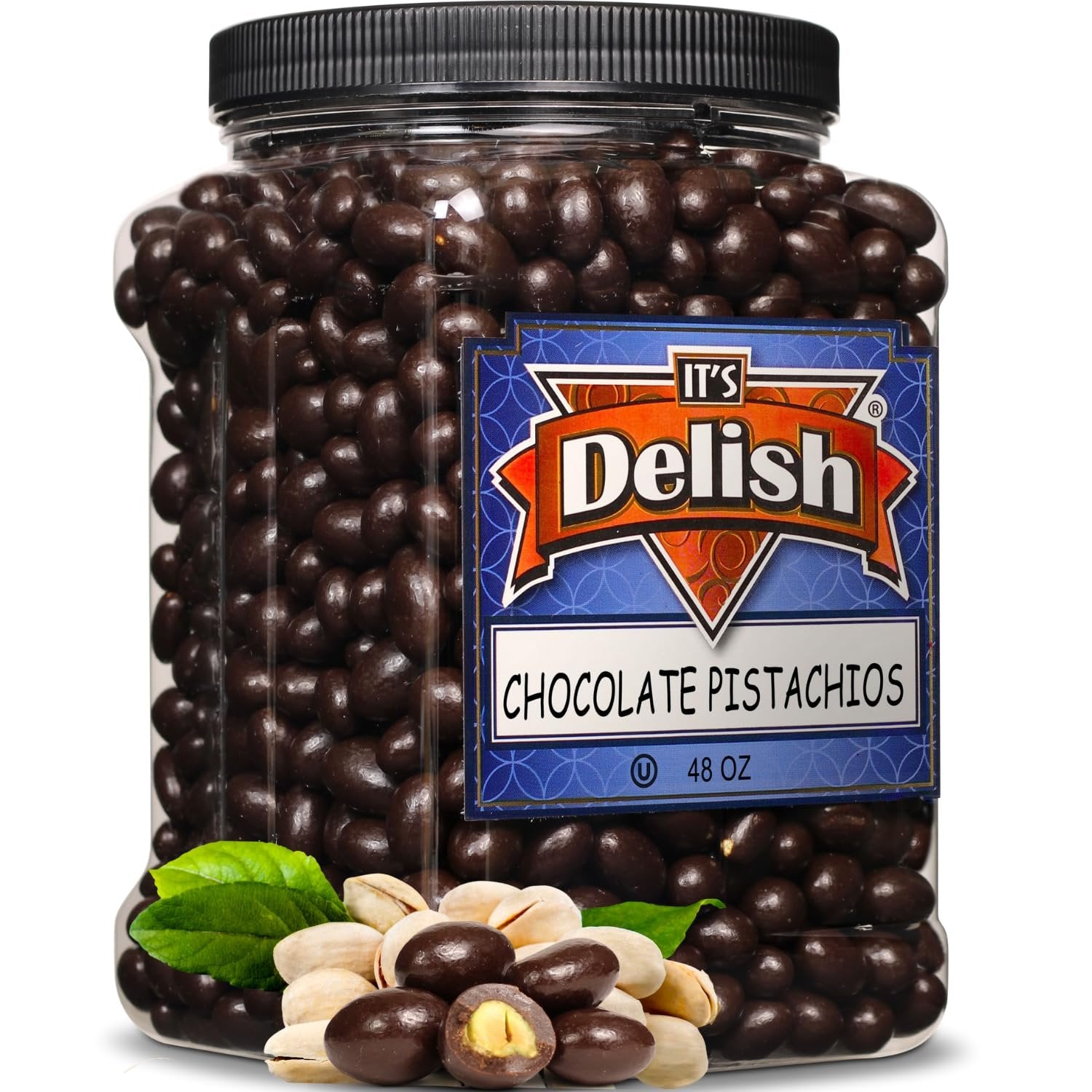 Dark Chocolate Covered Pistachio , 48 OZ Jumbo Container