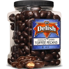 Chocolate Covered Toffee Coated Pecans  48 OZ Jumbo Container