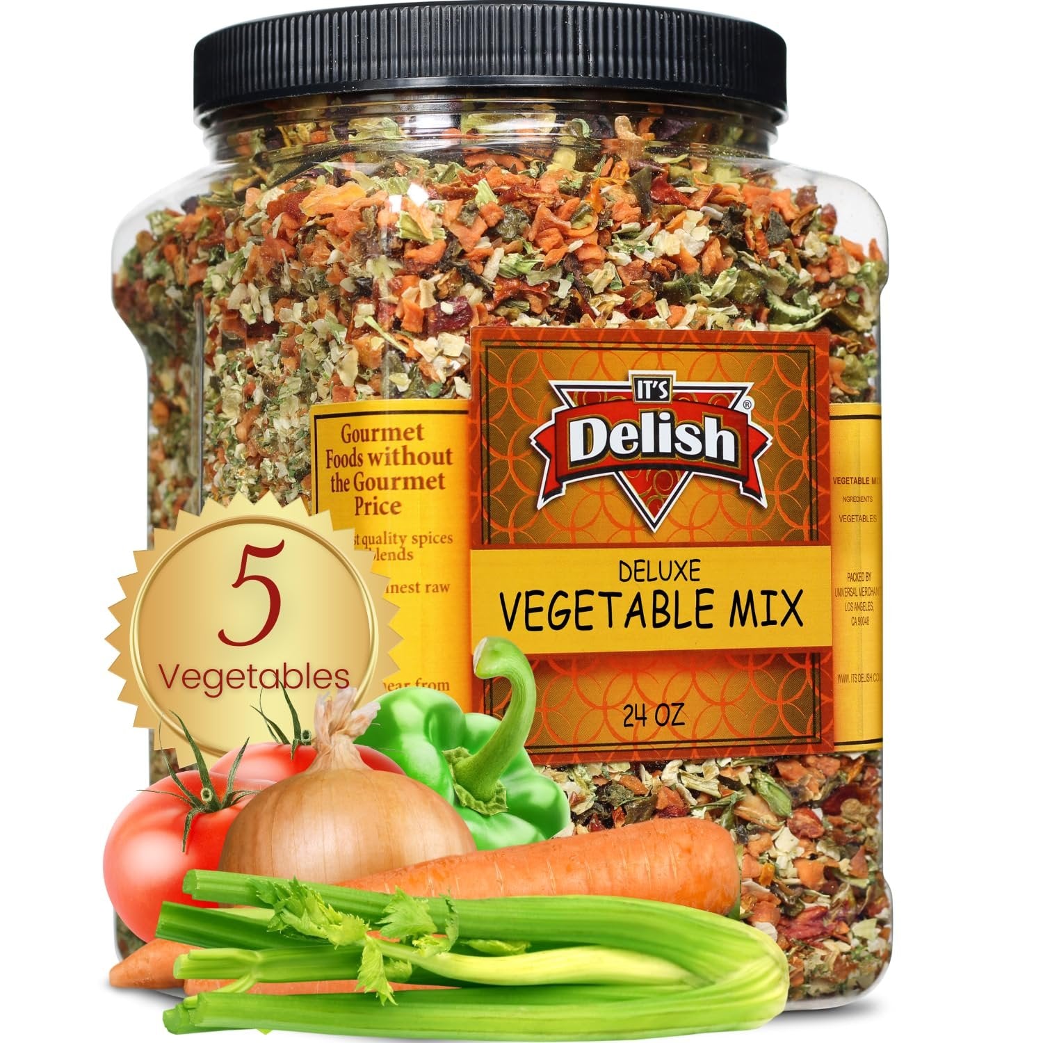 Deluxe Dried Vegetable Soup Mix by Its Delish, 4 lb Restaurant Gallon Size Jug with Handle | Premium Blend of Dehydrated Vegetables